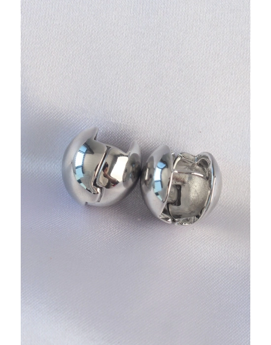 ® Pirinç Gümüş Renk İçi Boş Minimal Topçuk Küpe