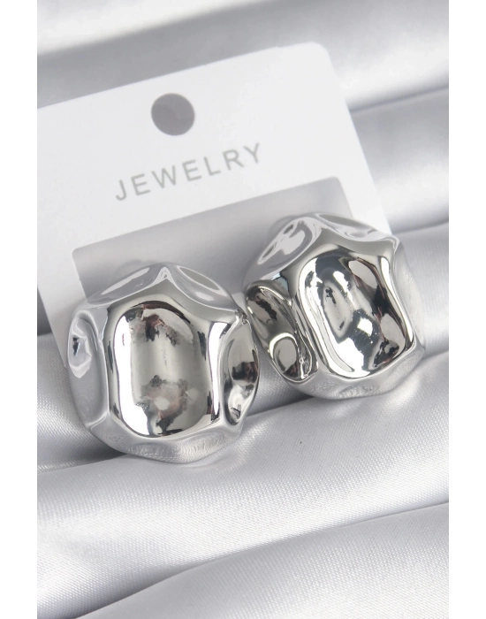 ® Pirinç Gümüş Renk İşlemeli Top Model Kadın Küpe