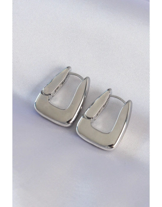 ® Pirinç Gümüş Renk Kalın Küpe