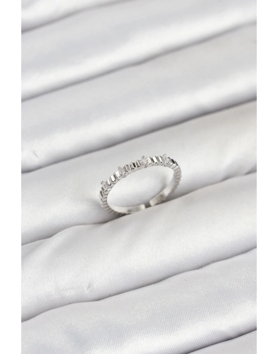 ® Pirinç Gümüş Renk Lazer Kesim Kadın Yüzük