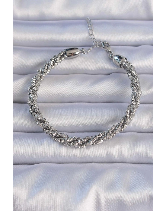 ® Pirinç Gümüş Renk Sarmal Model Bileklik