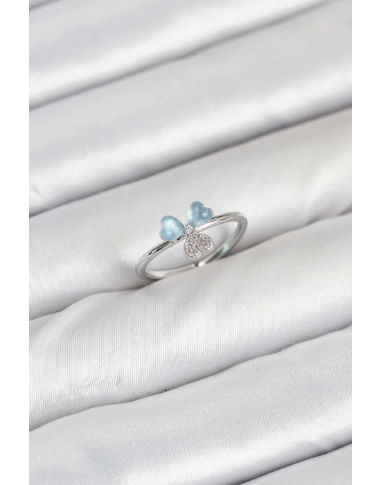 ® Pirinç Gümüş Renk Yonca Model Kadın Yüzük