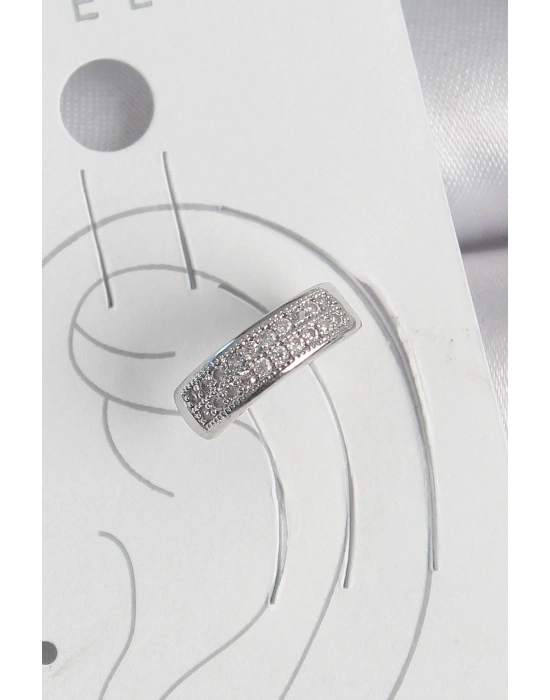 ® Pirinç Gümüş Renk Zirkon Taşlı Kıkırdak Model Kadın Küpe