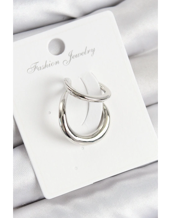 ® Pirinç Halka Model Gümüş Renk Sağ Kıkırdak Küpe