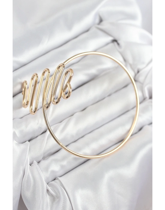 ® Pirinç Kıvrımlı Model Gold Renk Kadın Pazu Bileklik