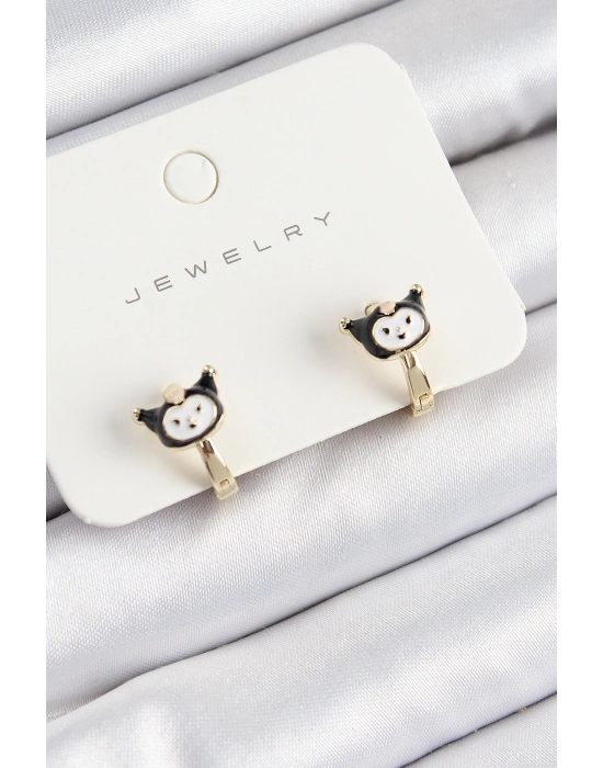 ® Pirinç Kuromi Model Gold Renk Çocuk Küpe