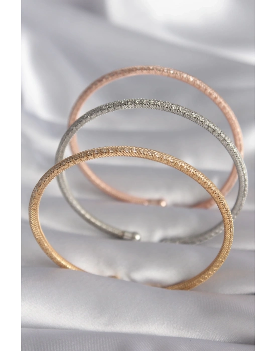 ® Pirinç Mix Renk Hasır Model Zirkon Taş Detay Kadın Bileklik Seti