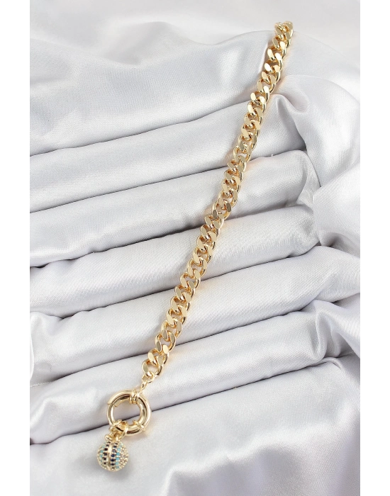 ® Pirinç Nazar Model Zirkon Taşlı Gold Renk VİP Seri Kadın Bileklik