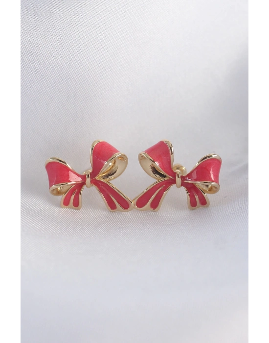 ® Pirinç Pembe Renk Fiyonk Küpe