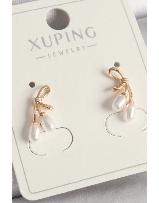 ® Pirinç Rose Renk İnci Detay Düğüm Model Kadın Küpe