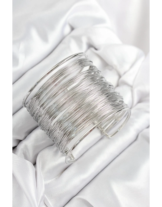 ® Pirinç Tel Sarma Model Gümüş Renk Kadın Bileklilk