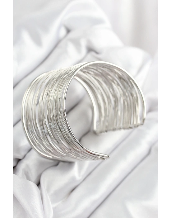 ® Pirinç Tel Sarma Model Gümüş Renk Kadın Bileklilk