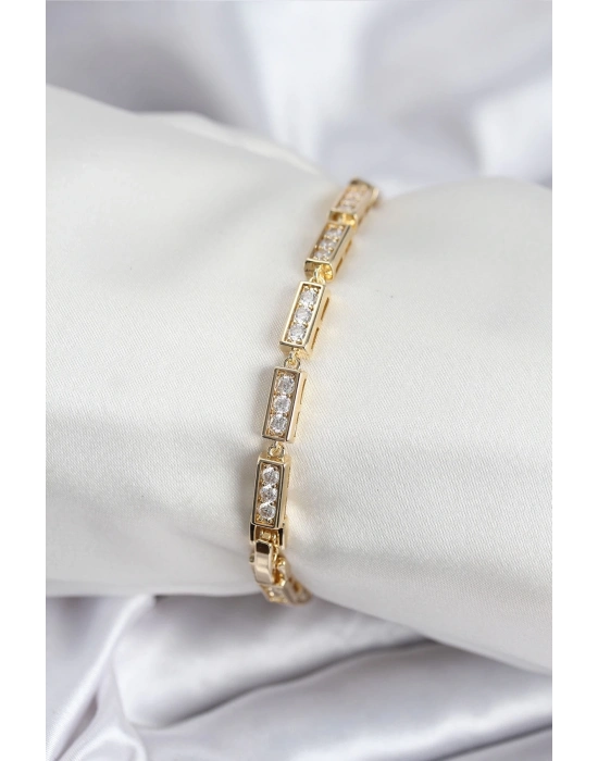 ® Pirinç VIP Seri Gold Renk Parçalı Model Kadın Bileklik