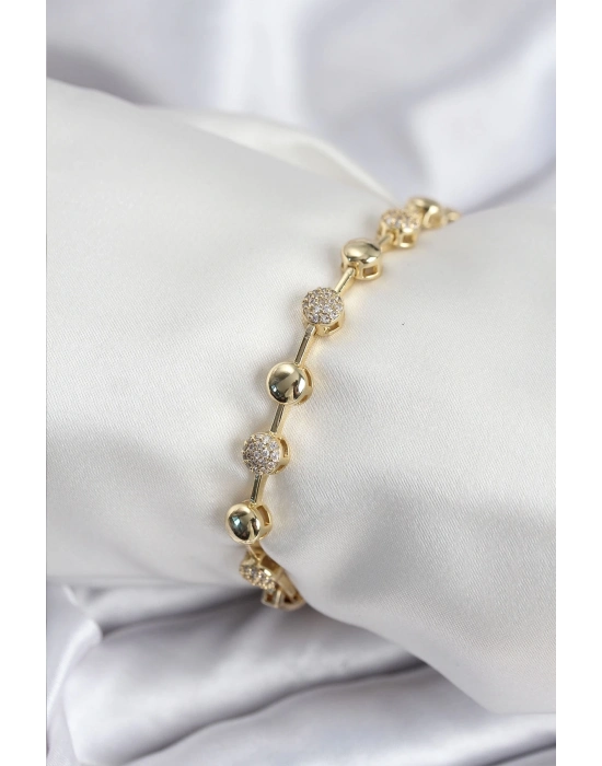 ® Pirinç VIP Seri Gold Renk Topçuk Model Kadın Bileklik