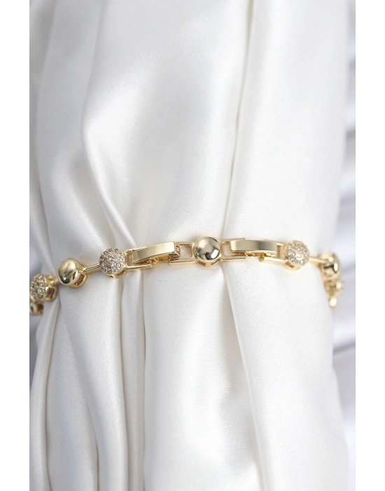 ® Pirinç VIP Seri Gold Renk Topçuk Model Kadın Bileklik