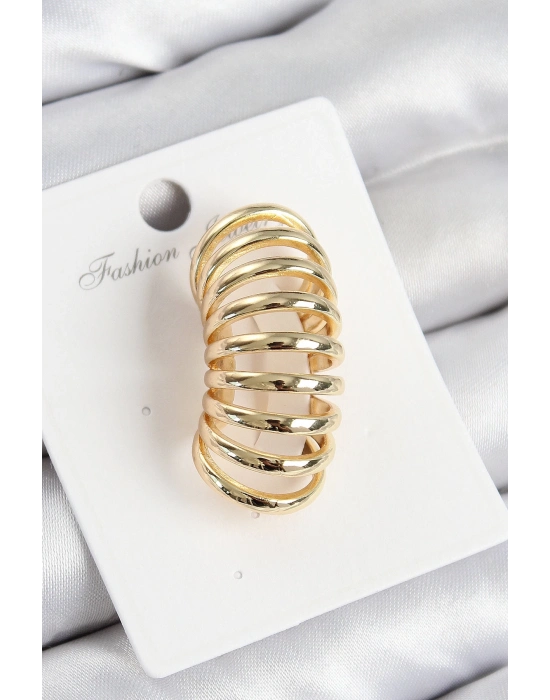 ® Pirinç Yay Model Gold Renk Sağ Kıkırdak Küpe