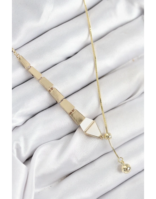 ® Pirinç Yılan Model Gold Renk Asansörlü Kadın Kolye
