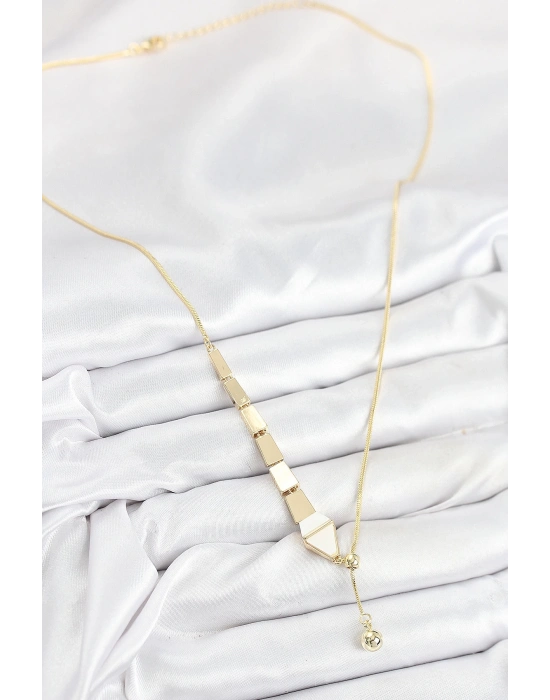 ® Pirinç Yılan Model Gold Renk Asansörlü Kadın Kolye