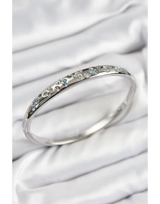 ® Pirinç Zirkon Taşlı Kelebek Model Gümüş Renk Kadın Kelepçe