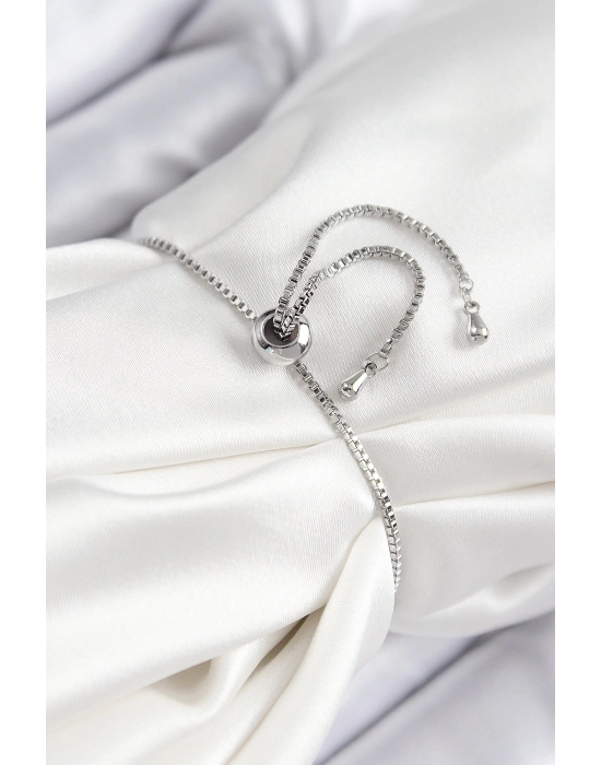 ® Pirinç Zirkon Taşlı X Detaylı Su Yolu Model Gümüş Renk Asansörlü Kadın Bileklik