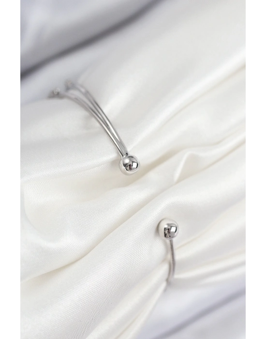 ® Pirinç Zirkon Taşlı Yıldız Model Gümüş Renk Kadın Bileklik