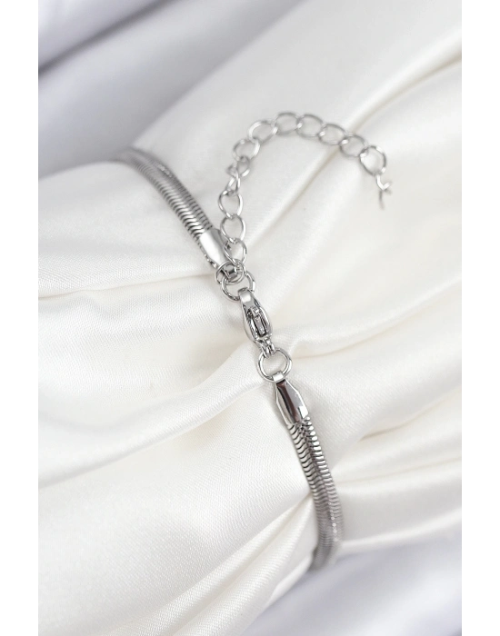 ® Pirinç Zirkon Taşlı Yıldız Model Gümüş Renk Kadın Bileklik