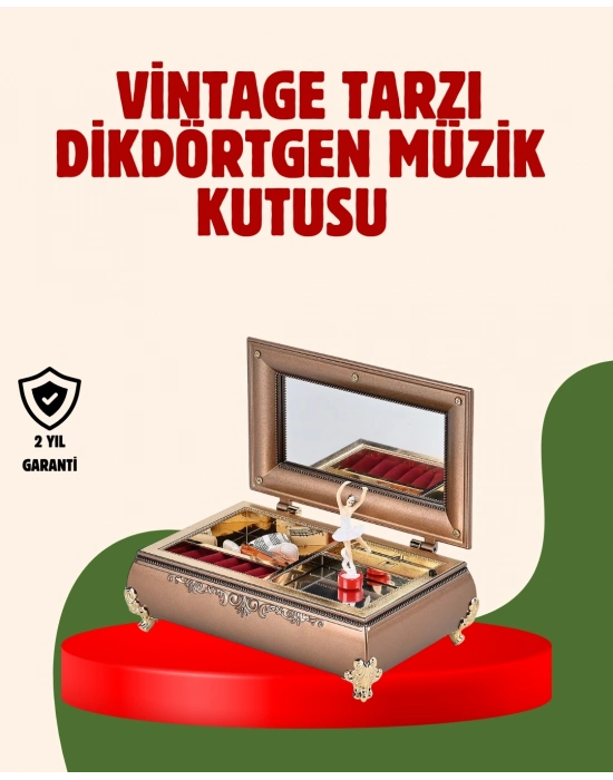 ® Piyano Şeklinde Balerinli Müzik Kutusu Takı Bölmeli Şık Model