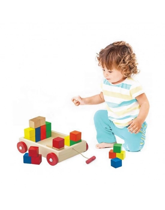 ®   Ahşap Renkli Küp Bloklu Araba 312