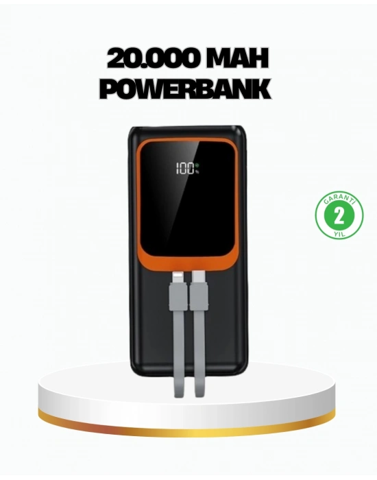 ® Powerbank 20000 mAh 22.5W Hızlı Şarjlı ve Kompakt Çoklu Kablo Çıkışlı