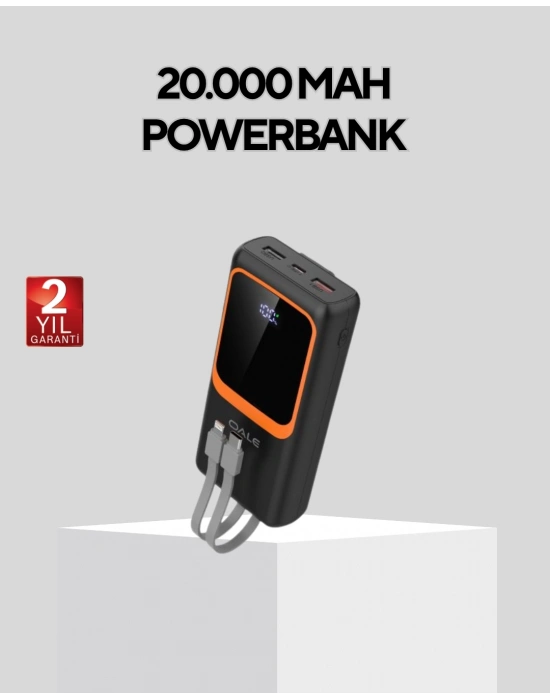 ® Powerbank 20000 mAh Dijital Ekranlı ve Çok Kablolu Hızlı Şarj Cihazı