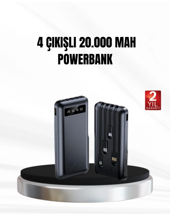 ® Powerbank 20000 mAh LED Fenerli ve Çoklu Güvenlik Korumasına Sahip
