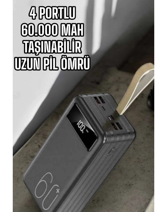 ® Powerbank 60.000 MAH Dijital Göstergeli 4 Portlu Taşınabilir