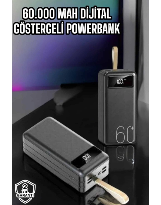 ® Powerbank 60.000 Mah Hızlı Şarj 4 Çıkışlı Uzun Şarj Süreli Dijital Göstergeli