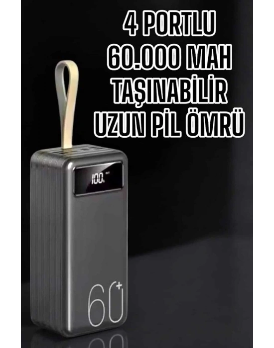 ® Powerbank 60.000 Mah Hızlı Şarj 4 Çıkışlı Uzun Şarj Süreli Dijital Göstergeli
