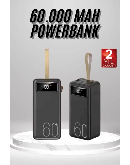® Powerbank 60.000 Mah Taşınabilir Şarj Hızlı El Fenerli Dijital Göstergeli