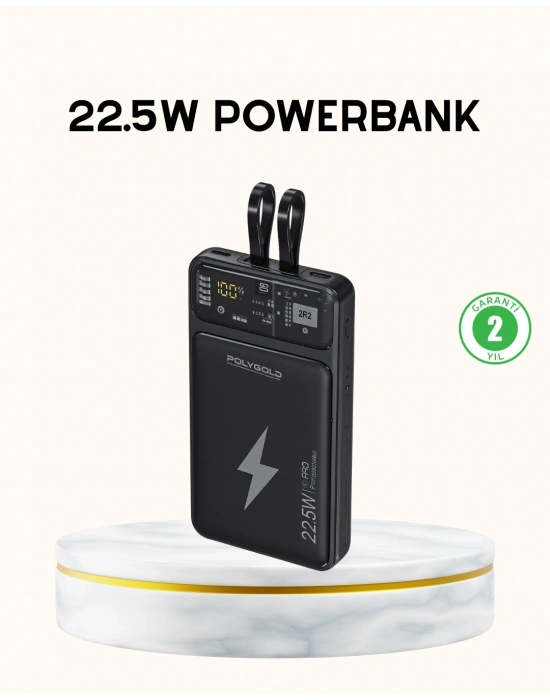 ® Powerbank Hızlı Şarj 10000 mAh Dahili Kablo