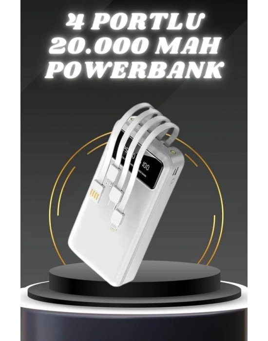 ® Powerbank Şarj Cihazı 4 Çıkışlı 20.000 MAH Powerbank Kompakt Yüksek Kapasiteli Hızlı Şarj