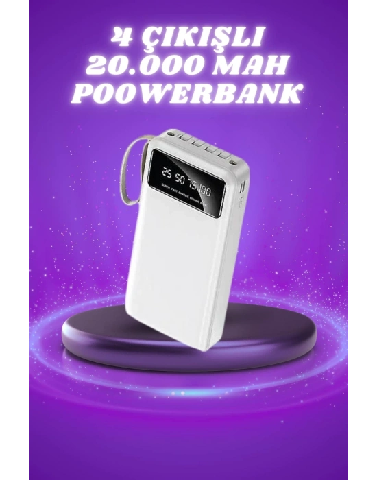 ® Powerbank Şarj Cihazı 4 Çıkışlı 20.000 MAH Powerbank Taşınabilir Çoklu Giriş