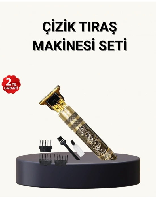 ® Profesyonel Çizik Tıraş Makinesi – T Çelik Bıçaklı, 120 Dakika Şarjlı Kullanım, 3 Başlıklı
