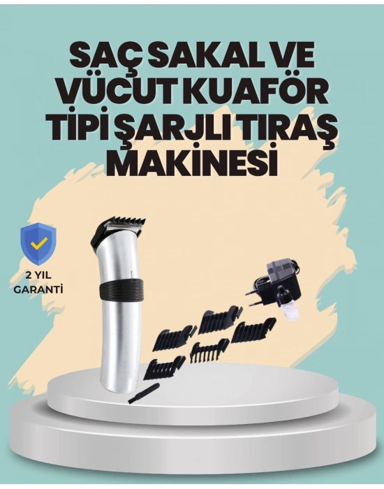 ® Profesyonel Erkek Tıraş Makinesi – Kablosuz, Paslanmaz Bıçaklı ve Tam Aksesuar