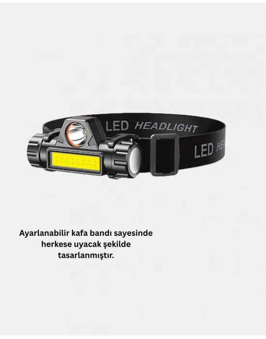 Profesyonel Şarjlı LED Kafa Lambası – Uzun Mesafe + Ortam Aydınlatması