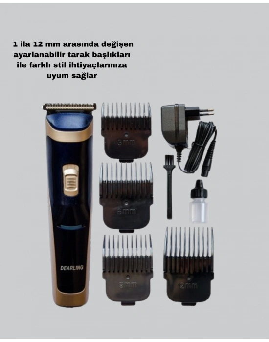 ® Profesyonel Şarjlı Saç ve Sakal Kesme Makinesi – Unisex, 12 mm Ayarlanabilir Başlık