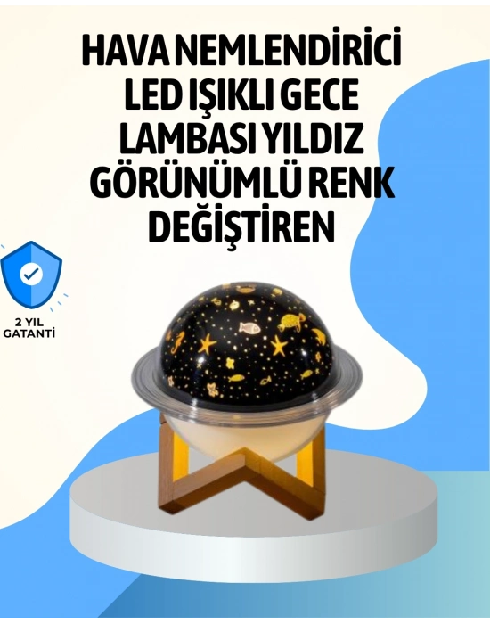 ® Projektör ışıklı ve aromaterapi destekli taşınabilir nemlendirici cihaz USB bağlantılı