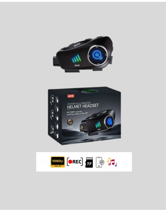 ® Q28 Motosiklet Kask Bluetooth Kulaklık  Full HD 1080P Kamera