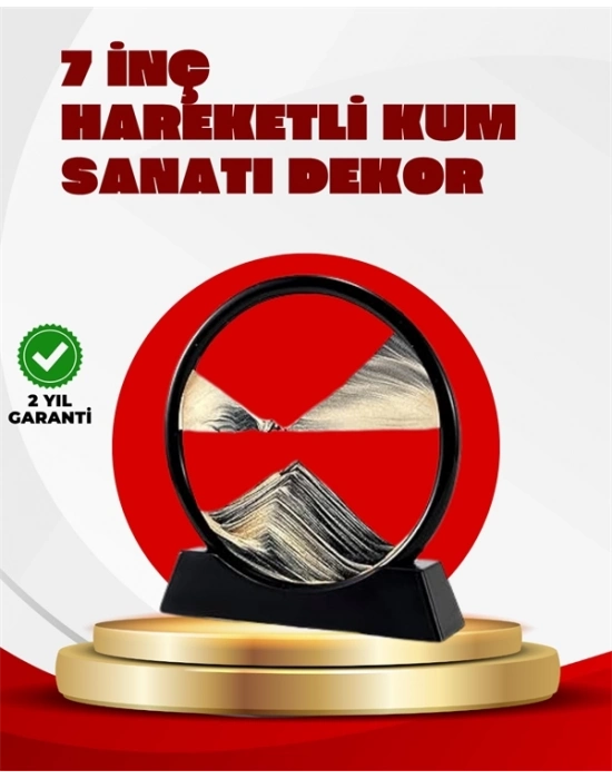 ® Rahatlatıcı Kum Sanatı – Yuvarlak Cam Çerçeveli Hareketli Kum Resmi, Ofis ve Ev İçin Etkileşimli Masaüstü Süs