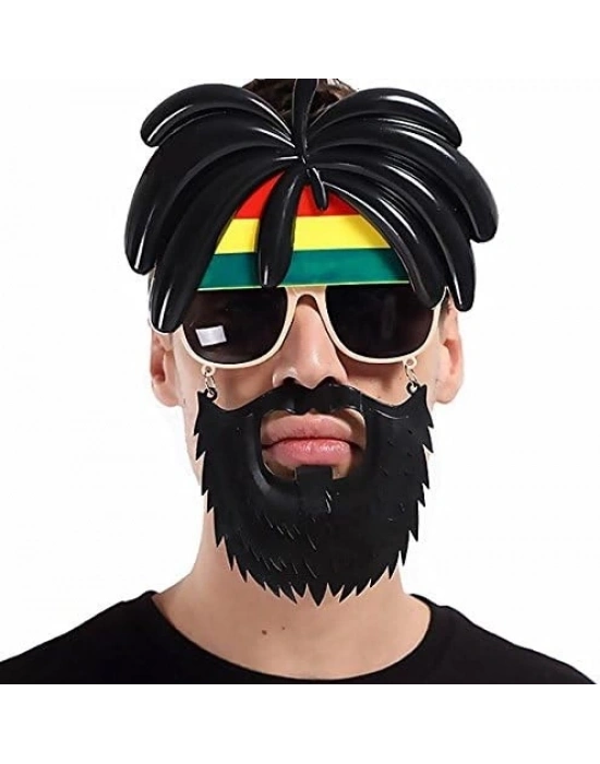 Rasta Peruklu Rasta Sakallı Bob Marley Bıyıklı Parti Gözlüğü 27x18 cm