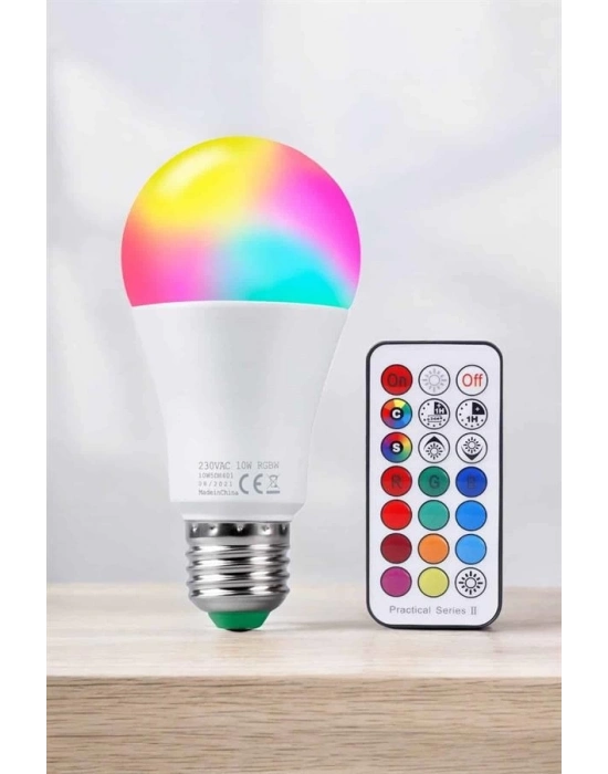 ® Renk Değiştirebilen RGB Işıklı Led Ampul A+Enerji 15 Watt Led Işık