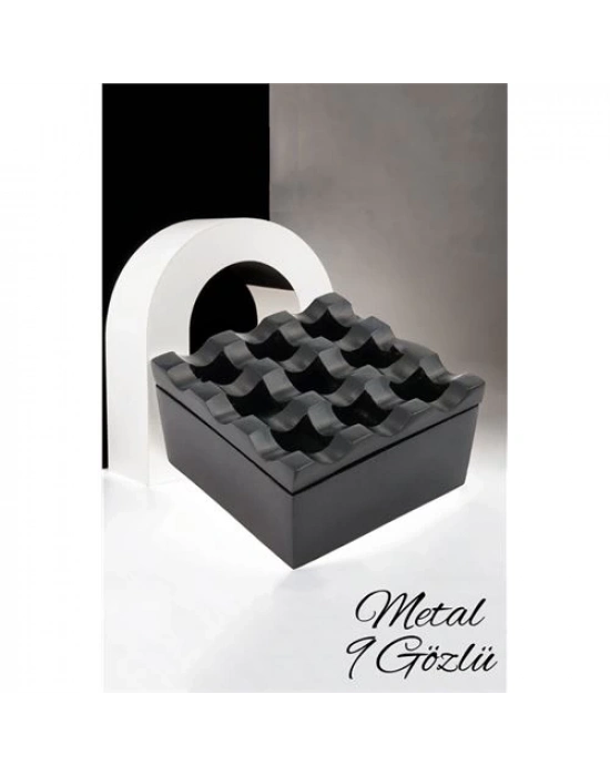 Kapaklı Paslanmaz Kare Küllük - Kapaklı Metal Kül Tablası - Kafe Küllüğü Restoran Küllüğü Masaüstü Küllük 716564