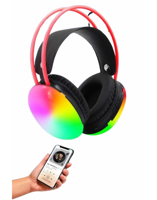 ® RGB Işıklı Yüksek Ses Kaliteli Kablosuz Kulak Üstü Bluetooth Kulaklık
