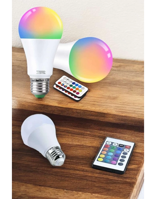® RGB Led Lamba Led Işık Ampul Renk Değiştirebilen 100 Watt